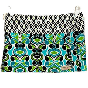 SWEET Spot Wrap Skirt, Size Adjustable, Black, White, Lime & Turquoise.